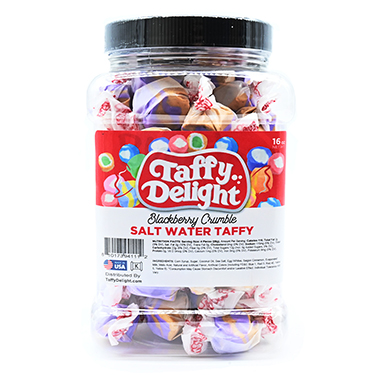 Taffy Delight Blackberry Crumble Swirls Salt Water Taffy 16oz Jar 